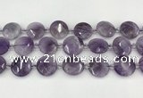 CNA1204 15.5 inches 20mm faceted coin amethyst beads wholesale
