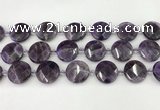 CNA1205 15.5 inches 20mm faceted coin amethyst gemstone beads