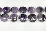 CNA1212 15.5 inches 40mm faceted coin amethyst gemstone beads