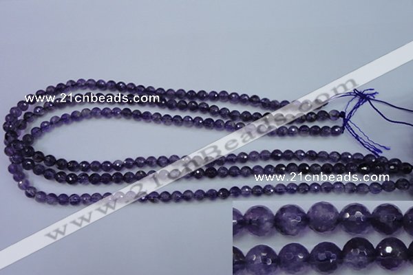 CNA251 15.5 inches 6mm faceted round natural amethyst beads