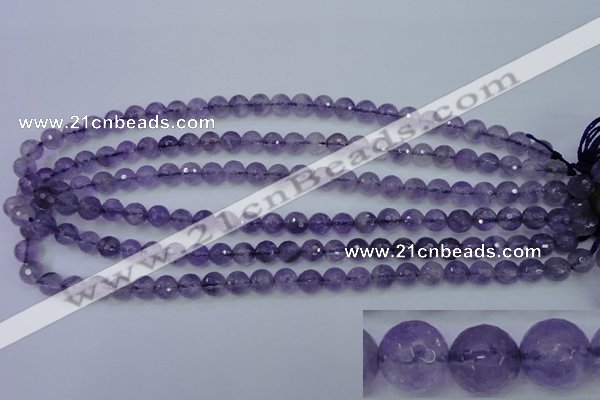 CNA252 15.5 inches 8mm faceted round natural amethyst beads