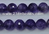 CNA254 15.5 inches 12mm faceted round natural amethyst beads