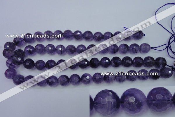 CNA255 15.5 inches 14mm faceted round natural amethyst beads