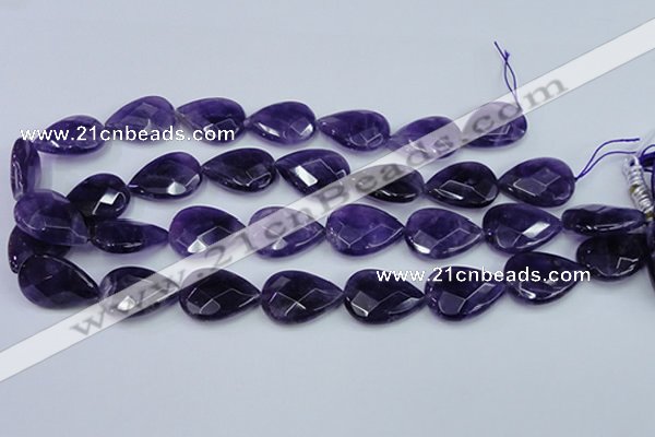 CNA264 15.5 inches 18*25mm faceted flat teardrop natural amethyst beads