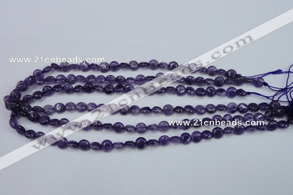 CNA266 15.5 inches 8mm flat round natural amethyst beads wholesale