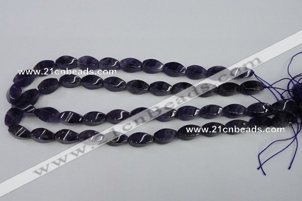 CNA291 15.5 inches 8*16mm twisted rice natural amethyst beads