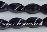 CNA293 15.5 inches 10*20mm twisted rice natural amethyst beads