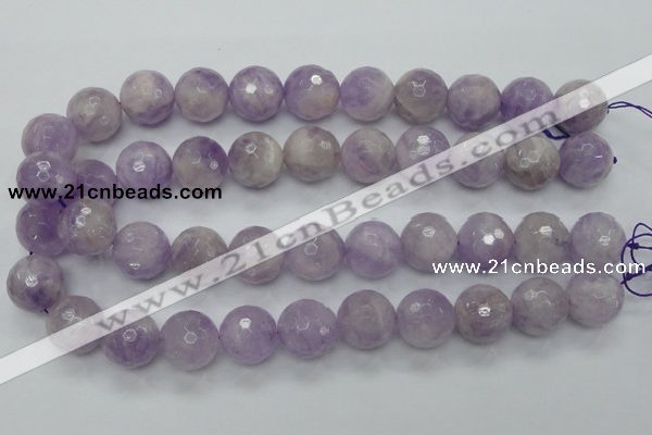 CNA314 15.5 inches 18mm faceted round natural lavender amethyst beads