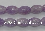 CNA315 15.5 inches 10*14mm faceted rice natural lavender amethyst beads