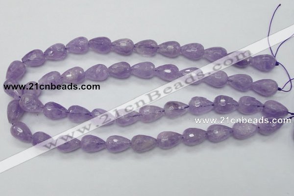 CNA318 15.5 inches 12*16mm faceted teardrop natural lavender amethyst beads