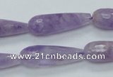 CNA320 15.5 inches 10*30mm faceted teardrop natural lavender amethyst beads