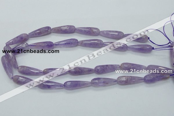 CNA320 15.5 inches 10*30mm faceted teardrop natural lavender amethyst beads