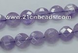 CNA321 15.5 inches 10mm faceted coin natural lavender amethyst beads