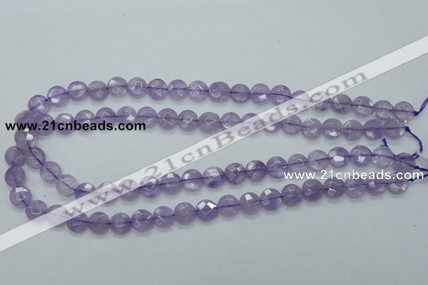 CNA321 15.5 inches 10mm faceted coin natural lavender amethyst beads