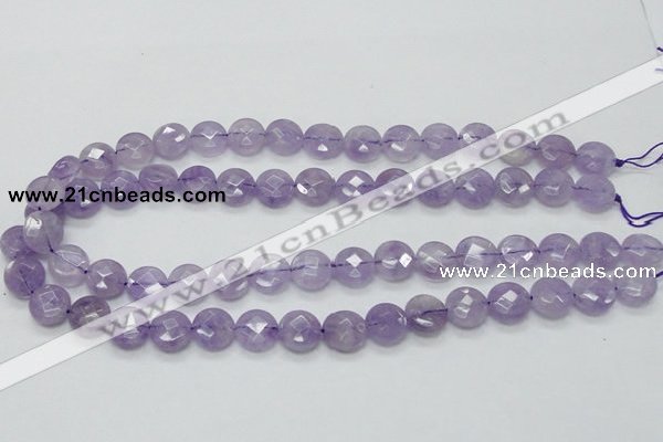 CNA322 15.5 inches 12mm faceted coin natural lavender amethyst beads