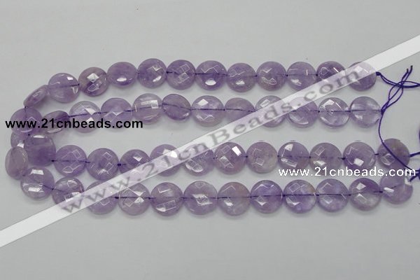 CNA324 15.5 inches 16mm faceted coin natural lavender amethyst beads