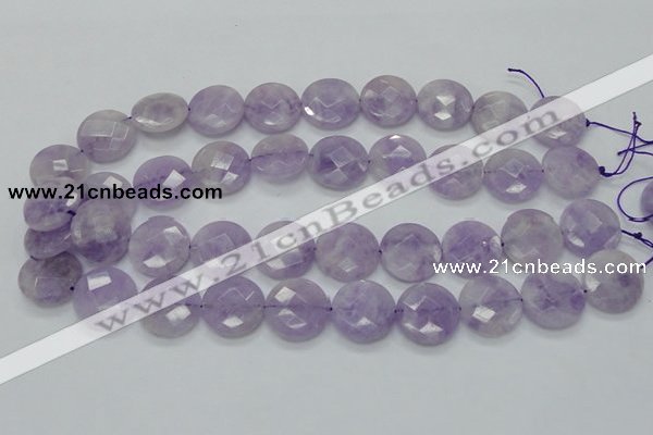 CNA325 15.5 inches 20mm faceted coin natural lavender amethyst beads