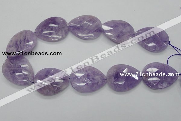 CNA338 30*40mm faceted teardrop natural lavender amethyst beads