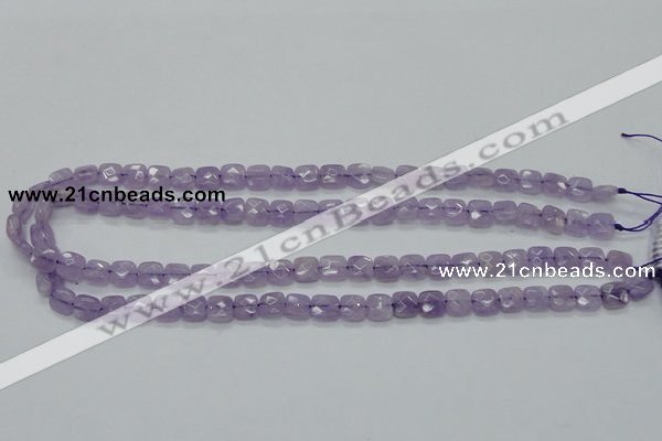 CNA339 15.5 inches 8*8mm faceted square natural lavender amethyst beads