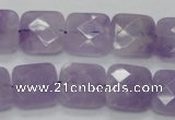 CNA340 15.5 inches 15*15mm faceted square natural lavender amethyst beads