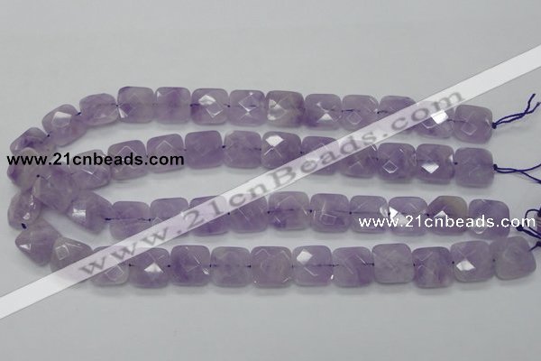 CNA340 15.5 inches 15*15mm faceted square natural lavender amethyst beads