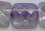 CNA342 15.5 inches 30*30mm faceted square natural lavender amethyst beads