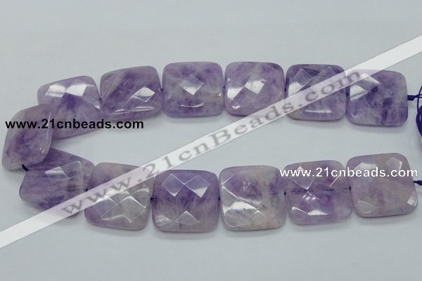 CNA342 15.5 inches 30*30mm faceted square natural lavender amethyst beads