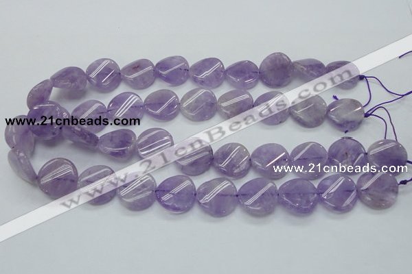 CNA343 15.5 inches 20mm twisted coin natural lavender amethyst beads