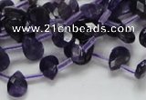 CNA38 15.5 inches 7*10mm faceted briolette grade A natural amethyst beads