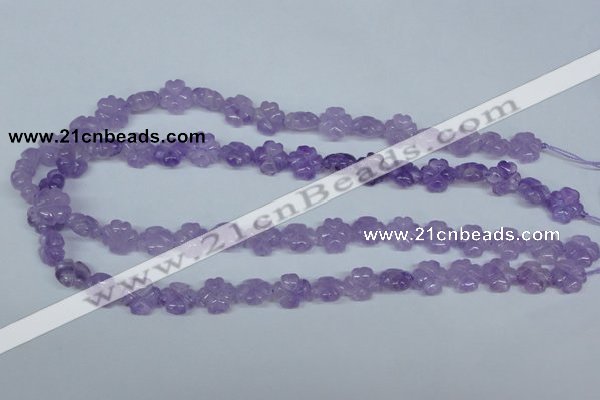 CNA434 15.5 inches 12mm carved flower natural lavender amethyst beads