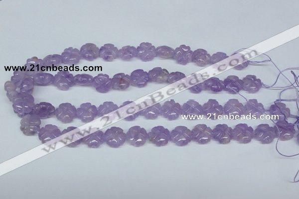 CNA435 15.5 inches 15mm carved flower natural lavender amethyst beads