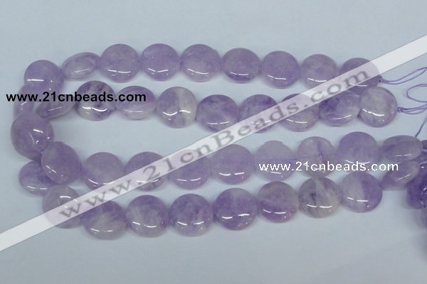 CNA437 15.5 inches 22mm flat round natural lavender amethyst beads