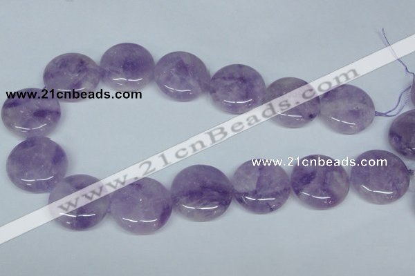 CNA439 15.5 inches 30mm flat round natural lavender amethyst beads