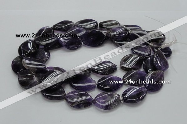 CNA44 15.5 inches 22*30mm twisted teardrop grade A natural amethyst beads