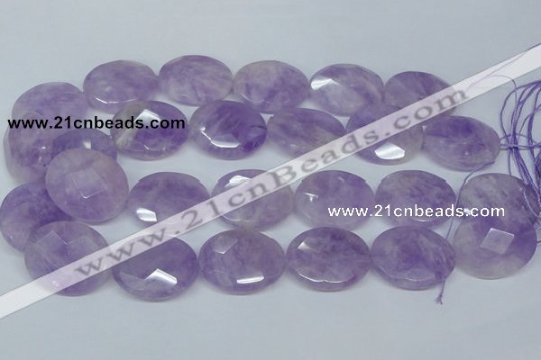 CNA460 15.5 inches 25*30mm faceted oval natural lavender amethyst beads