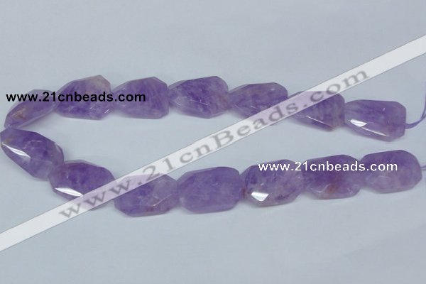 CNA464 22*30mm faceted & twisted rectangle natural lavender amethyst beads