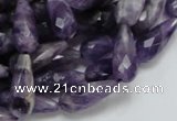 CNA47 15.5 inches 8*20mm faceted teadrop grade AB natural amethyst beads