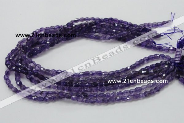 CNA50 15.5 inches 6*7mm faceted rice grade A natural amethyst beads