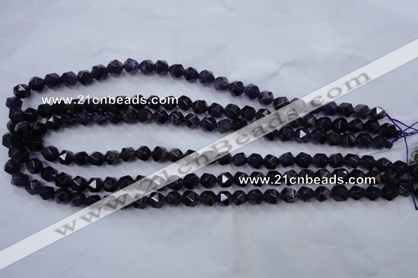 CNA500 15 inches 8mm faceted nuggets amethyst gemstone beads