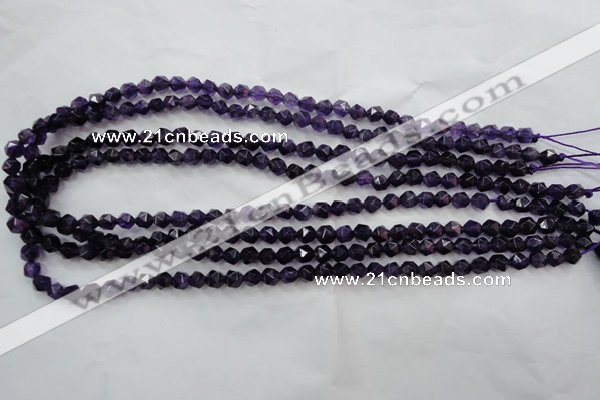 CNA501 15 inches 6mm faceted nuggets amethyst gemstone beads