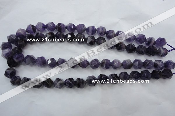 CNA504 15 inches 12mm faceted nuggets amethyst gemstone beads