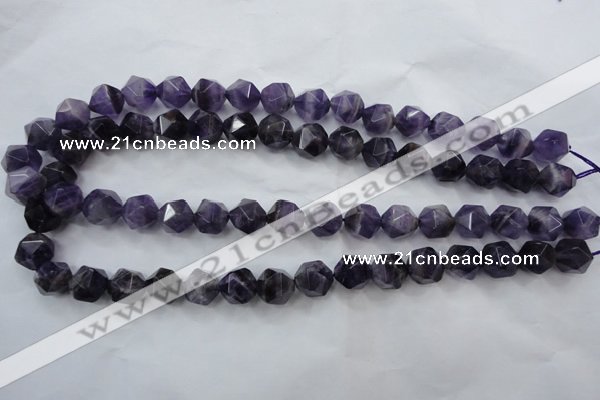 CNA505 15 inches 14mm faceted nuggets amethyst gemstone beads