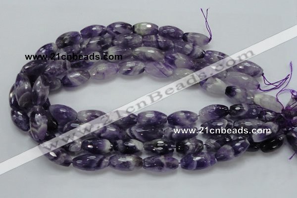 CNA53 15.5 inches 12*22mm faceted rice grade AB natural amethyst beads