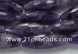 CNA54 15.5 inches 10*30mm faceted rice grade AB+ natural amethyst beads