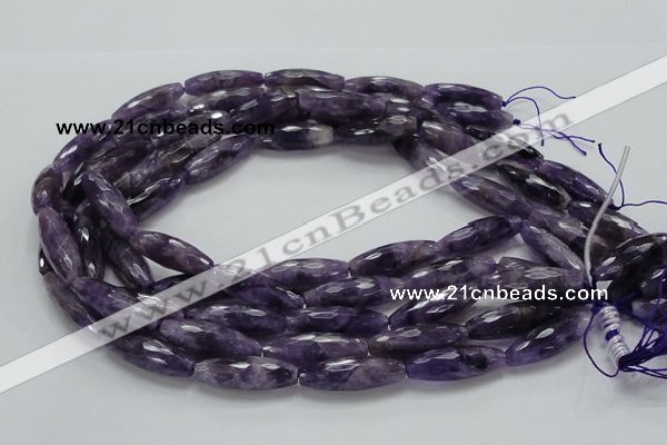 CNA54 15.5 inches 10*30mm faceted rice grade AB+ natural amethyst beads