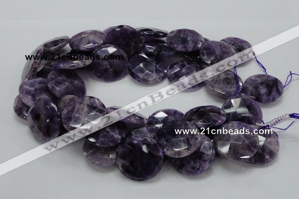 CNA58 15.5 inches 30mm faceted coin grade AB+ natural amethyst beads