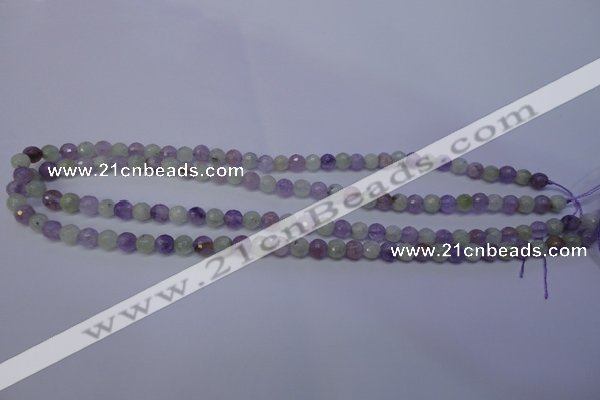 CNA661 15 inches 6mm faceted round lavender amethyst & prehnite beads