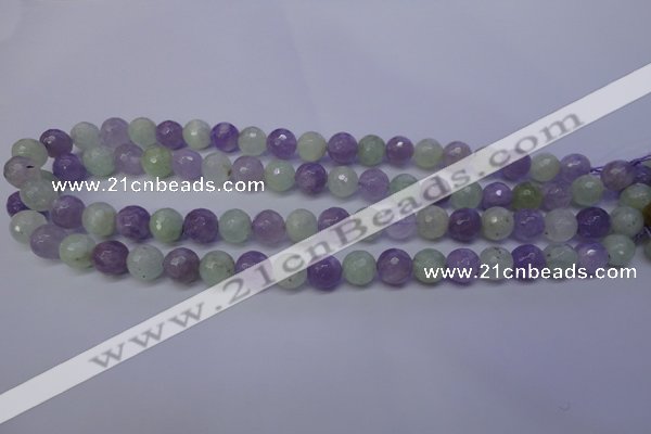 CNA663 15 inches 10mm faceted round lavender amethyst & prehnite beads