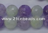 CNA665 15 inches 14mm faceted round lavender amethyst & prehnite beads