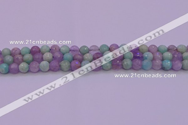 CNA682 15.5 inches 8mm faceted round lavender amethyst & amazonite beads